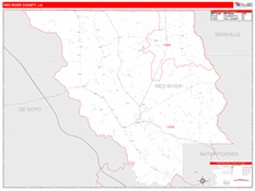 Red River Parish (County), LA Digital Map Red Line Style